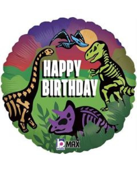 Folienballon Happy Birthday Dinosaurier